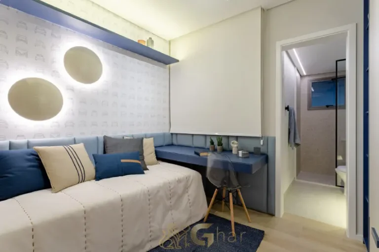 Detalhe do quarto do apartamento decorado High Line Tatuapé