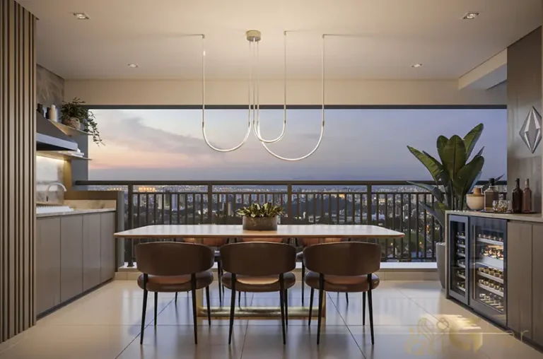 Terraço do apartamento decorado High Line Tatuapé com 91 m²