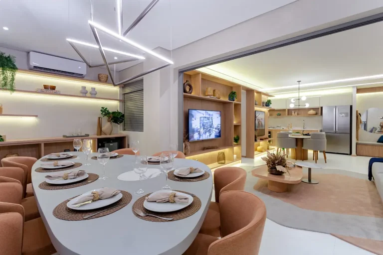 Vista do terraço gourmet do apartamento decorado High Line Tatuapé de 110 m²