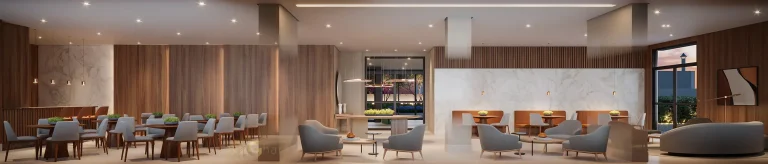 Salão de festas do High Line Tatuapé com espaço amplo para eventos e confraternizações