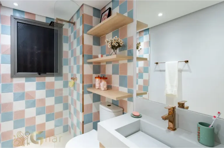 Banheiro da suíte master do apartamento decorado 110m² no Inspire Diálogo Home Resort