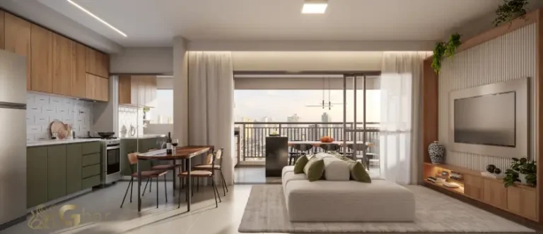 Living do apartamento decorado 96m² no Inspire Diálogo Home Resort em Pirituba