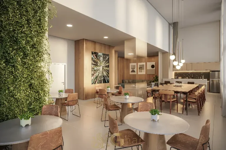 Salão de festas do Inspire Diálogo Home Resort em Pirituba com espaço amplo e sofisticado