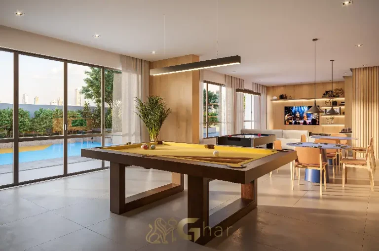 Salão de jogos do Inspire Diálogo Home Resort em Pirituba com ambiente moderno e integrado