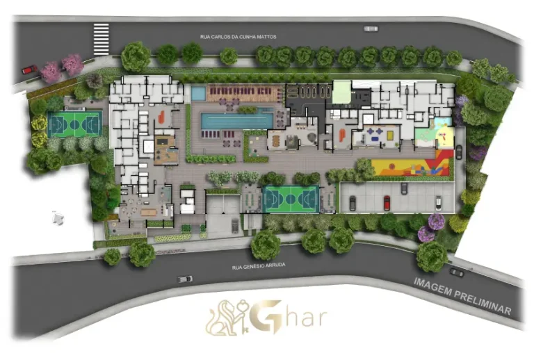 Planta de implantação do lazer do condomínio Inspire Diálogo Home Resort em Pirituba