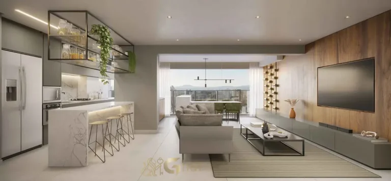 Living do apartamento decorado de 96 m² no Jota by Lindenberg Vila Mariana