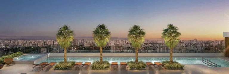 Piscina de cobertura no rooftop do Jota by Lindenberg Vila Mariana