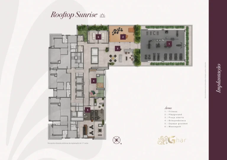 Planta de implantação do rooftop Sunrise do Jota by Lindenberg Vila Mariana