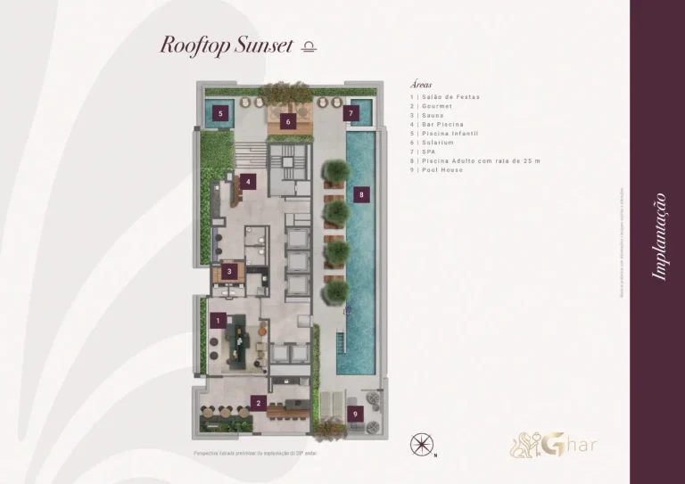 Planta de implantação do rooftop Sunset do Jota by Lindenberg Vila Mariana