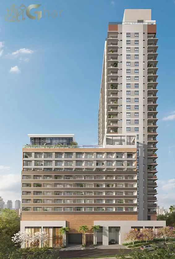 Fachada do Jota Studios Vila Mariana com arquitetura contemporânea