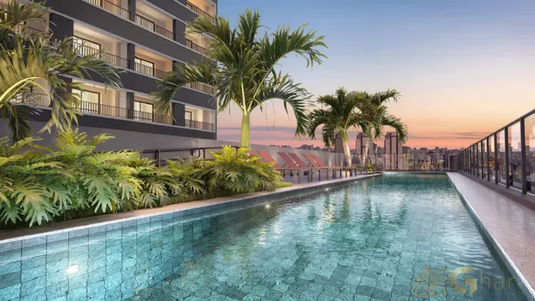 Piscina do condomínio Jota Studios Vila Mariana com lazer completo para moradores