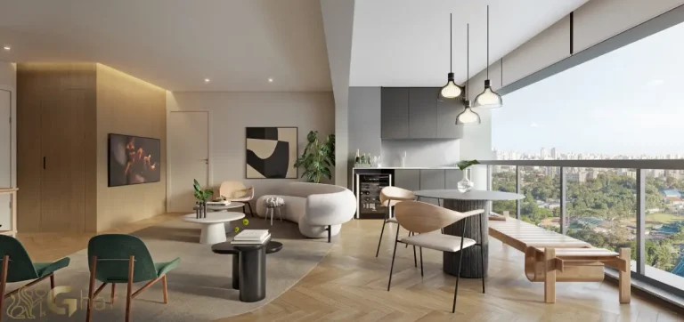 Living do apartamento decorado de 108 m² no Lindenberg Alto das Nações