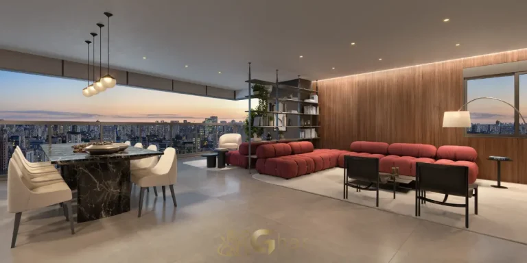 Living do apartamento decorado de 164 m² no Lindenberg Alto das Nações
