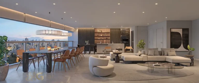 Living do apartamento decorado de 211 m² no Lindenberg Alto das Nações