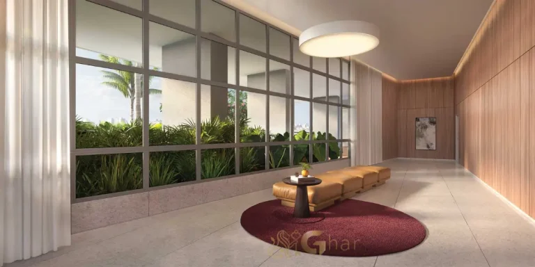 Lobby do Lindenberg Alto das Nações com arquitetura contemporânea