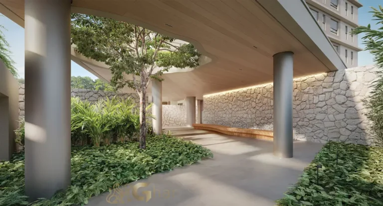 Lobby do Lindenberg Alto de Pinheiros com arquitetura sofisticada no Alto de Pinheiros