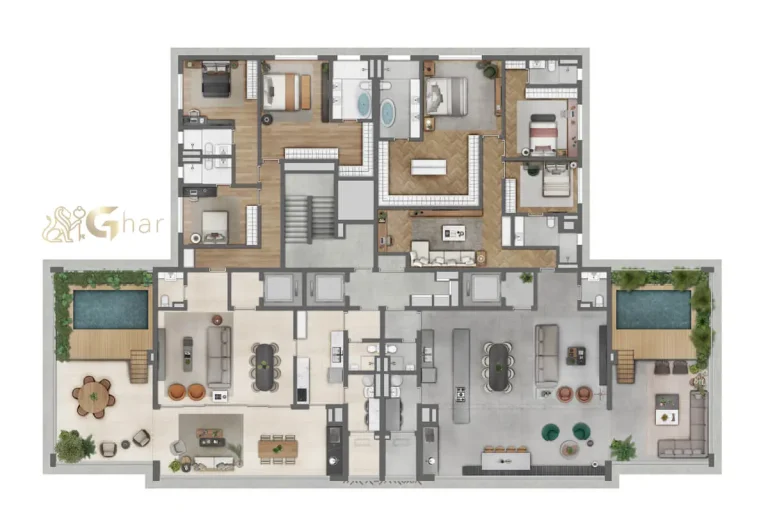 Planta de penthouse do Lindenberg Alto de Pinheiros em empreendimento de alto padrão