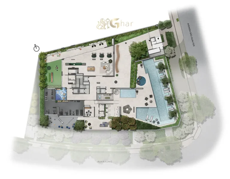 Planta de implantação do lazer do Lindenberg Alto de Pinheiros