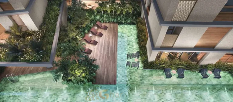 Piscina com raia de 25 metros no Lindenberg Groenlândia 77 para prática esportiva