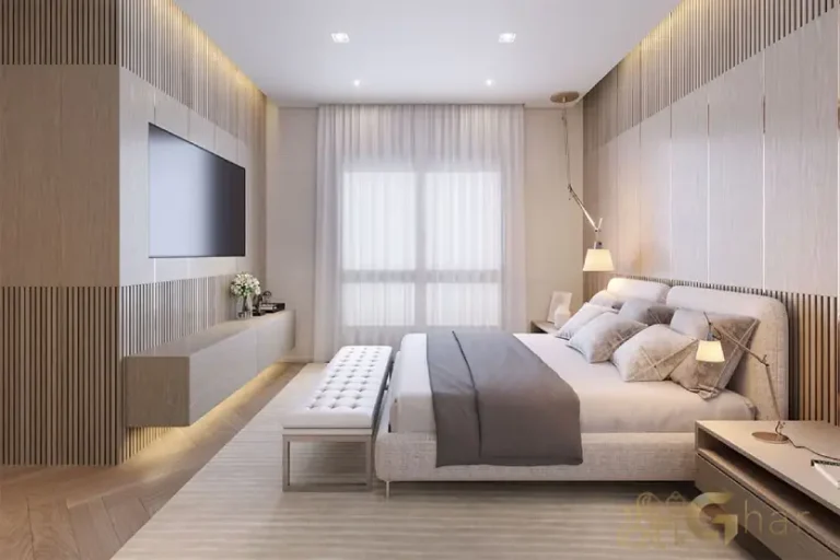 Suíte do apartamento decorado de 237 m² no Lindenberg Guarará