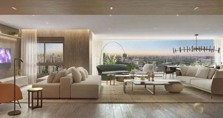 Living amplo do apartamento decorado Lindenberg Ibirapuera Paraíso