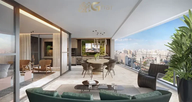 Terraço do apartamento decorado de 281 m² no Lindenberg Ibirapuera