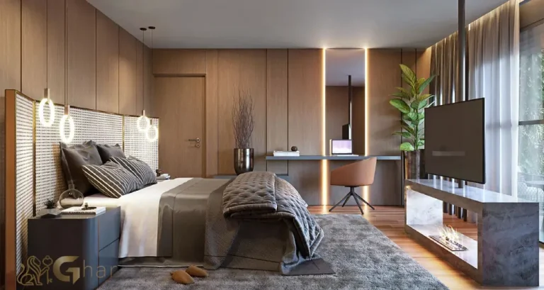 Suíte do apartamento duplex decorado de 565 m² no Lindenberg Ibirapuera