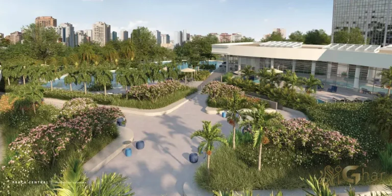 Praça central do condomínio Lindenberg Ibirapuera no Paraíso