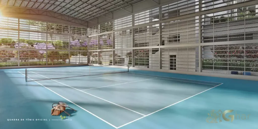 Quadra de tênis oficial coberta no Lindenberg Ibirapuera Paraíso