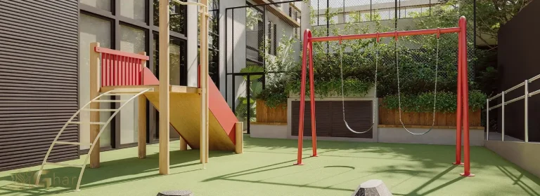 Playground do condomínio Lindenberg Moema em área de lazer segura e sofisticada