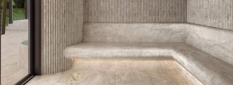 Sauna a vapor do Lindenberg Moema em área de spa do condomínio