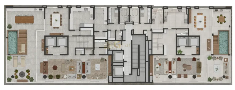 Planta do pavimento duplex inferior do Lindenberg Moema com distribuição inteligente
