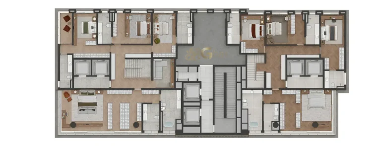 Planta do pavimento duplex superior do Lindenberg Moema com suítes amplas