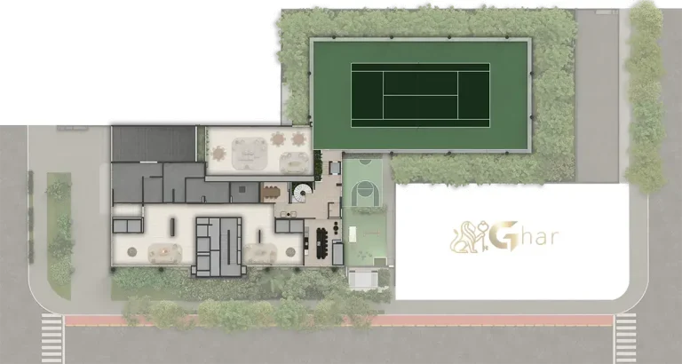 Planta de implantação do condomínio Lindenberg Moema com áreas comuns e torres