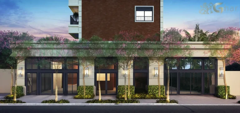 Portaria e fachada do Lindenberg Reserva Itaim com design elegante no Itaim Bibi