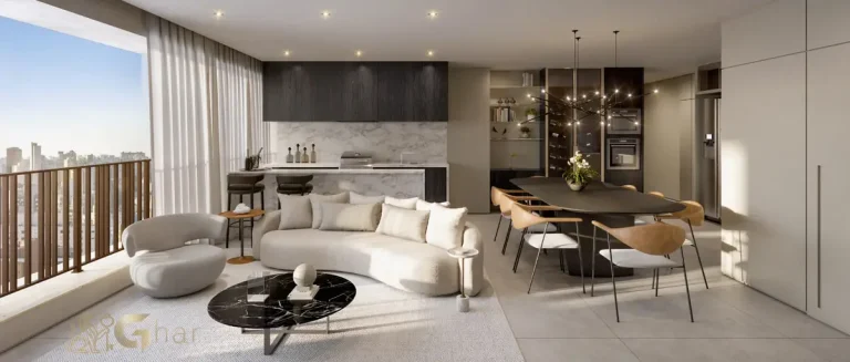 Living decorado de 133 m² no Lindenberg Reserva Paraíso em apartamento de alto padrão no Paraíso