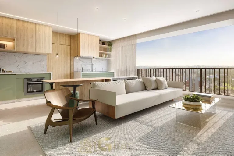 Living decorado de 98 m² no Lindenberg Reserva Paraíso em apartamento de alto padrão no Paraíso