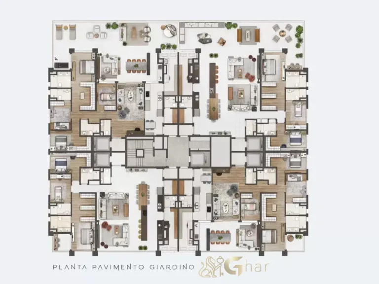 Planta do apartamento Giardino de 278 m² no Lindenberg Vila Mariana