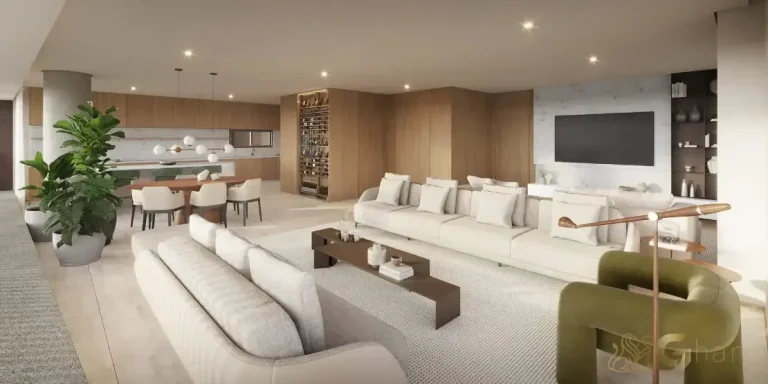 Living do apartamento decorado de 244 m² no Lindenberg Vista Alto de Pinheiros com layout sofisticado
