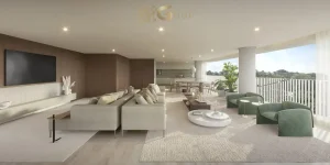 Living do apartamento decorado de 270 m² no Lindenberg Vista Alto de Pinheiros com ambientes integrados