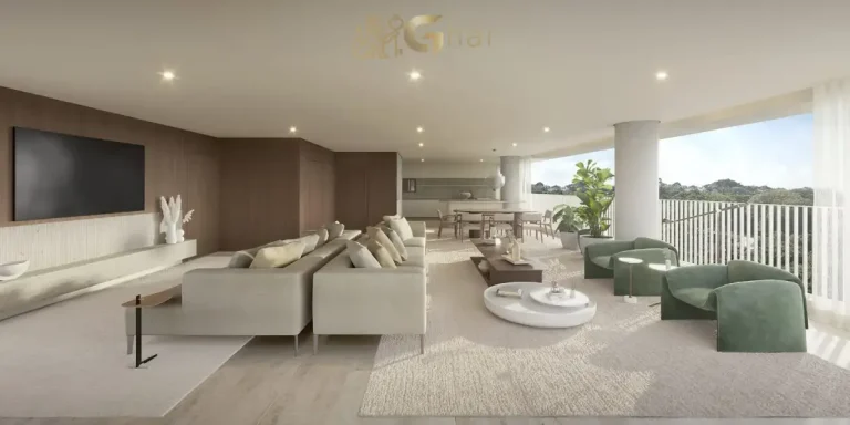 Living do apartamento decorado de 270 m² no Lindenberg Vista Alto de Pinheiros com ambientes integrados