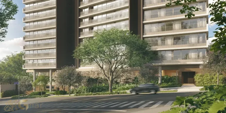 Entrada principal do Lindenberg Vista Alto de Pinheiros com arquitetura imponente