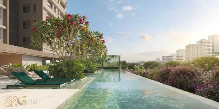 Detalhe do deck molhado da piscina do Lindenberg Vista Alto de Pinheiros