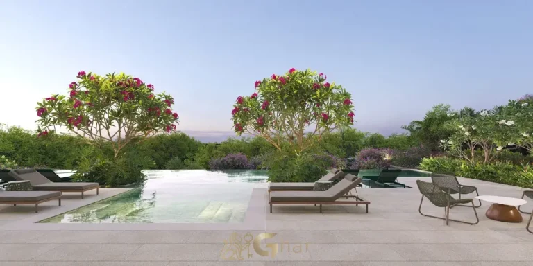 Solarium da piscina do Lindenberg Vista Alto de Pinheiros com área para descanso