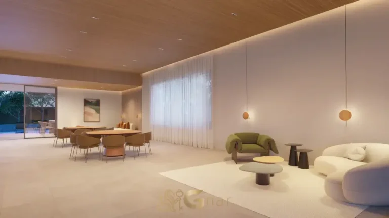 Salão de festas do Lindenberg Vista Alto de Pinheiros com layout amplo e sofisticado