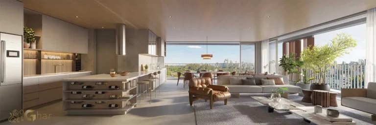 Living do apartamento decorado de 261 m² no Lindenberg Vista Brooklin