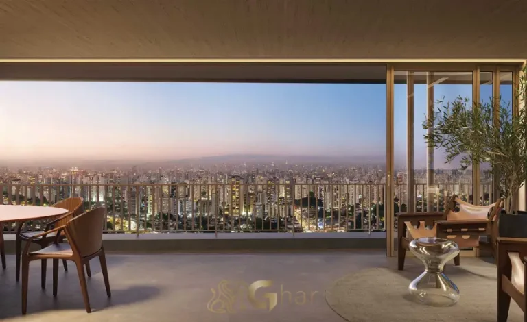 Terraço do apartamento decorado de 261 m² no Lindenberg Vista Brooklin