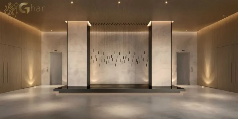 Hall social do Lindenberg Vista Brooklin com arquitetura contemporânea e acabamento premium