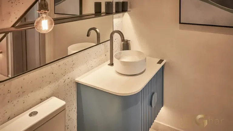 Lavabo do apartamento decorado de 88 m² no MAC Campo Belo