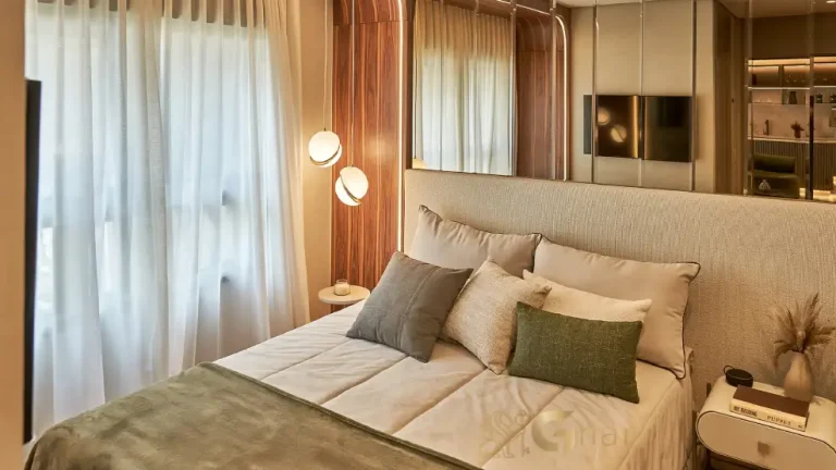 Quarto do apartamento decorado de 88 m² no MAC Campo Belo